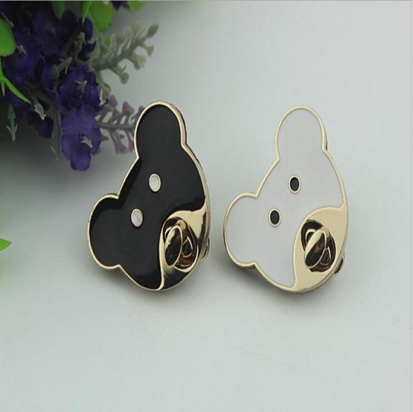 Hot production zinc alloy drip glue craft cute black & white bear decorative