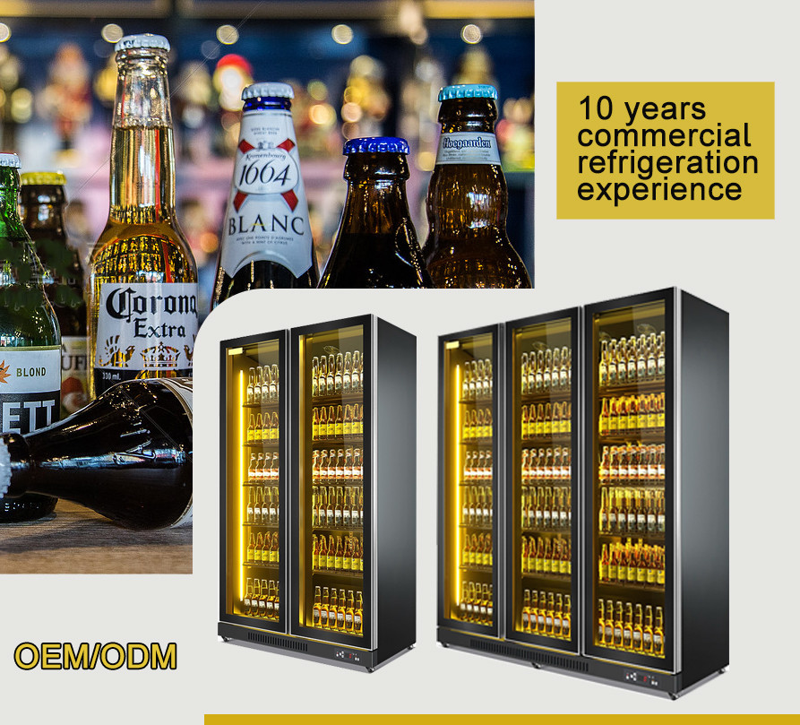 Commercial Bar 3 Glass Doors Upright Display Fridge