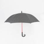 Polyester Personalised Golf Umbrella , Grey Black Umbrella With Curved Handle