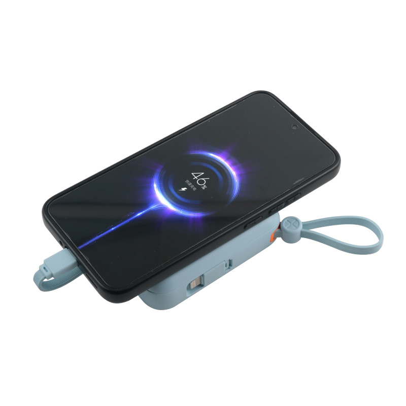 Li-polymer Battery /18650 Battery Portable Power Bank Black Blue Cable Manual Box Included