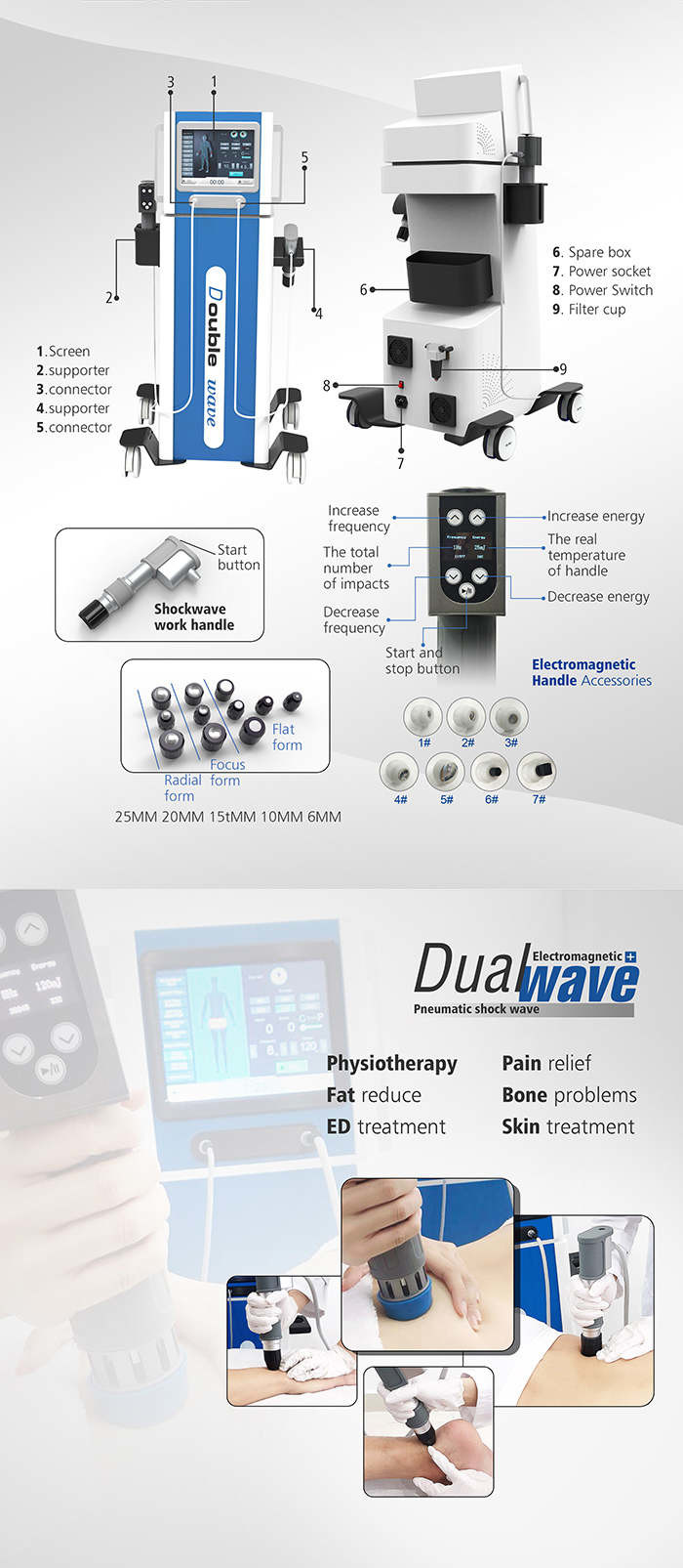 Pneumatic Extracorporeal Physical Therapy Shockwave Machine For Sports Injury Recovery Fat Reduction