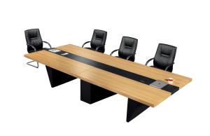 China Large Conference Room Furniture , Square Conference Table With CNC Wooden Legs wholesale