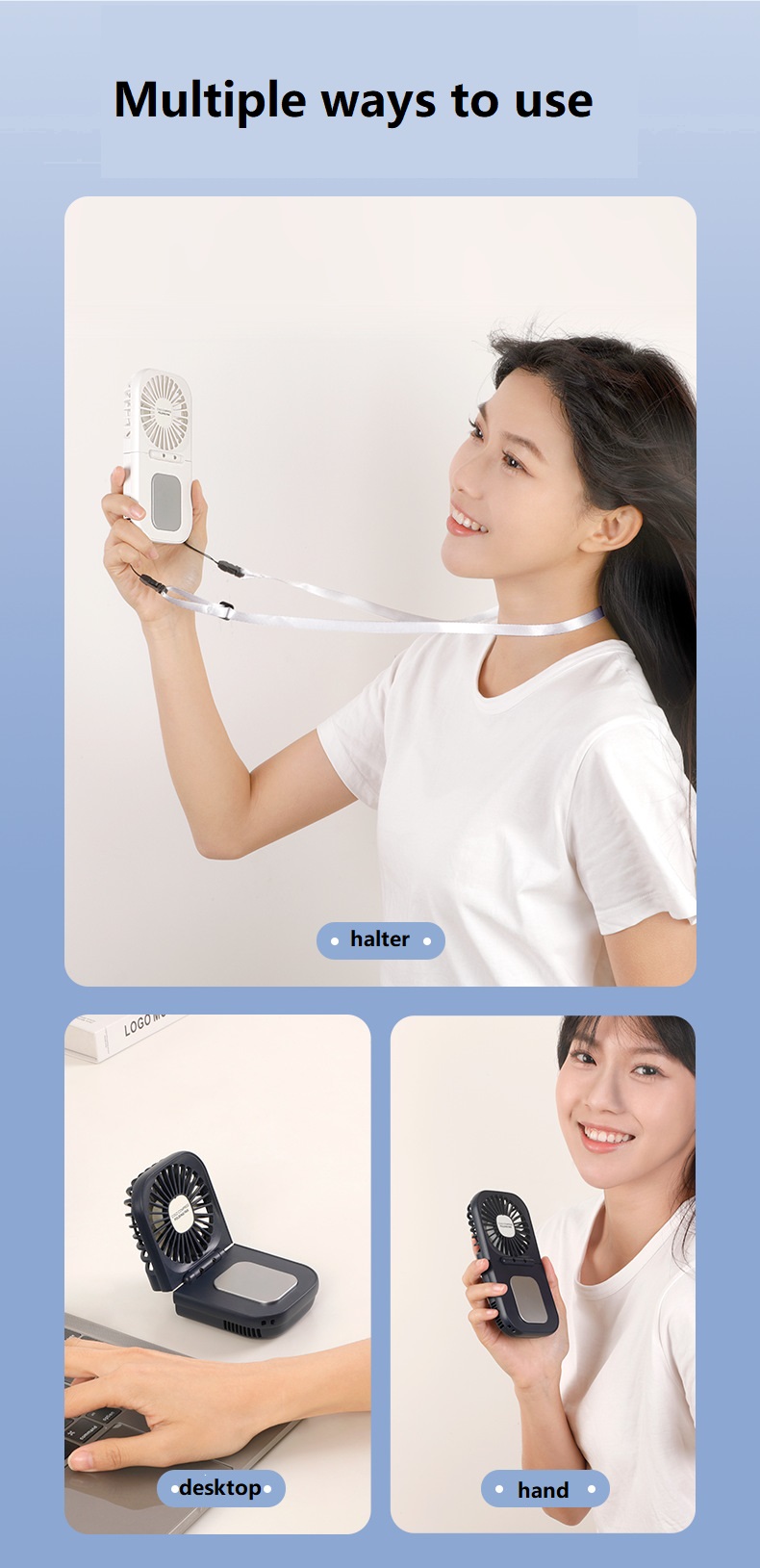 3.7V Cold Compress Handheld Folding Fan Portable Table Mini Fan for Neck Cooling Gift