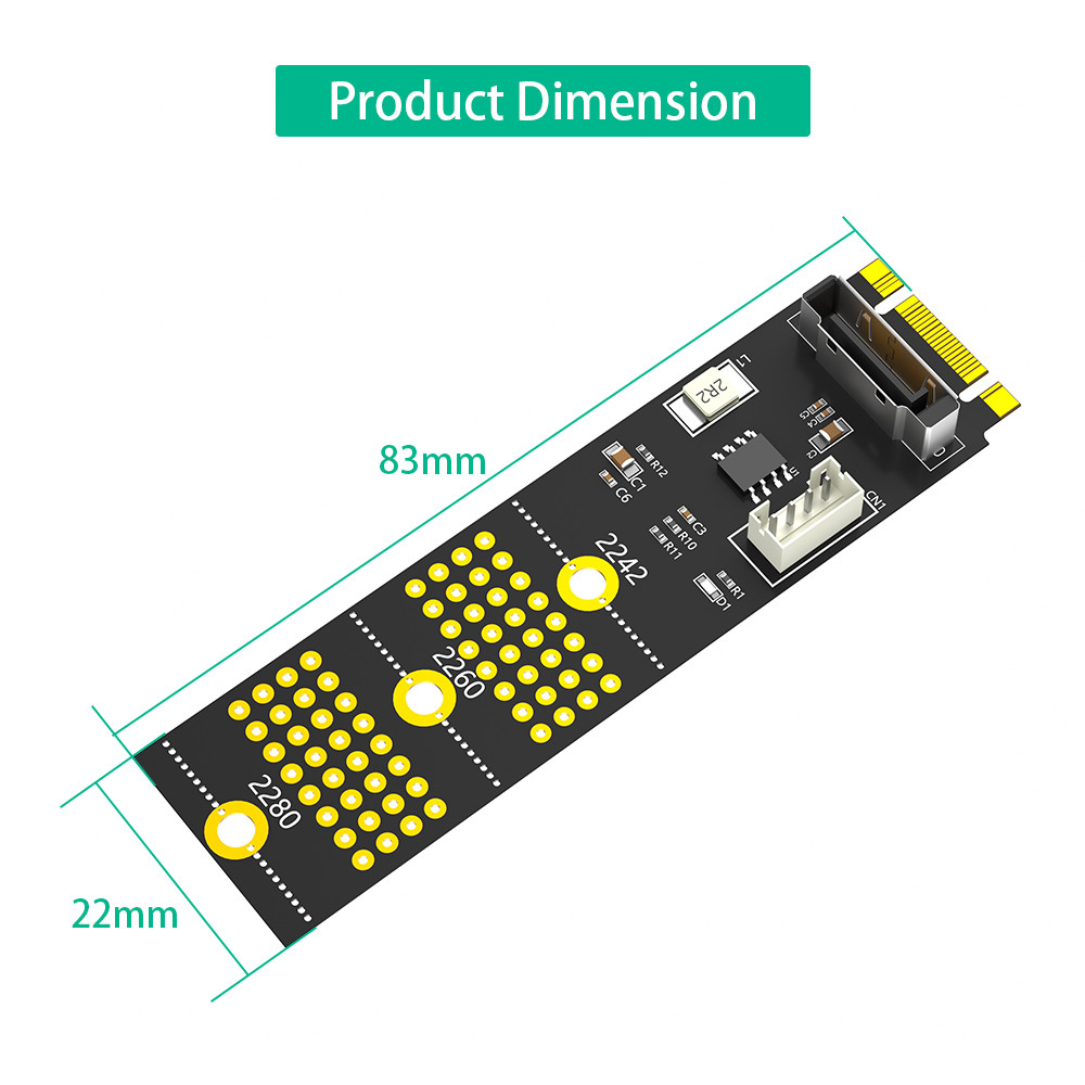 NGFF M.2 Key B+M To SATA Adapter Card Extender 2.5inch