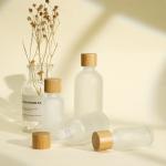 Round 1 Oz 2 Oz 4 Oz Bamboo Cosmetic Packaging press dropper bottles