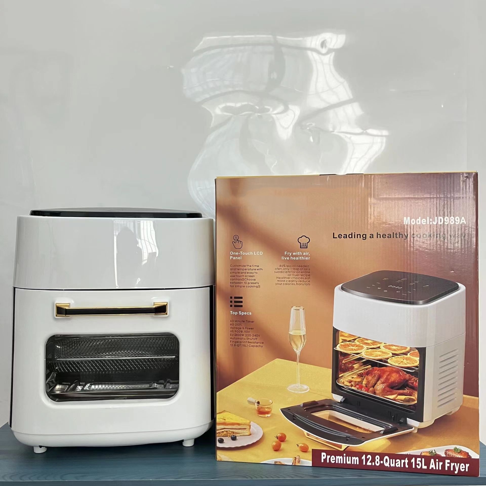 NO App-Controlled 1400W Stainless Steel Air Fryer Toaster Oven with Visible Window