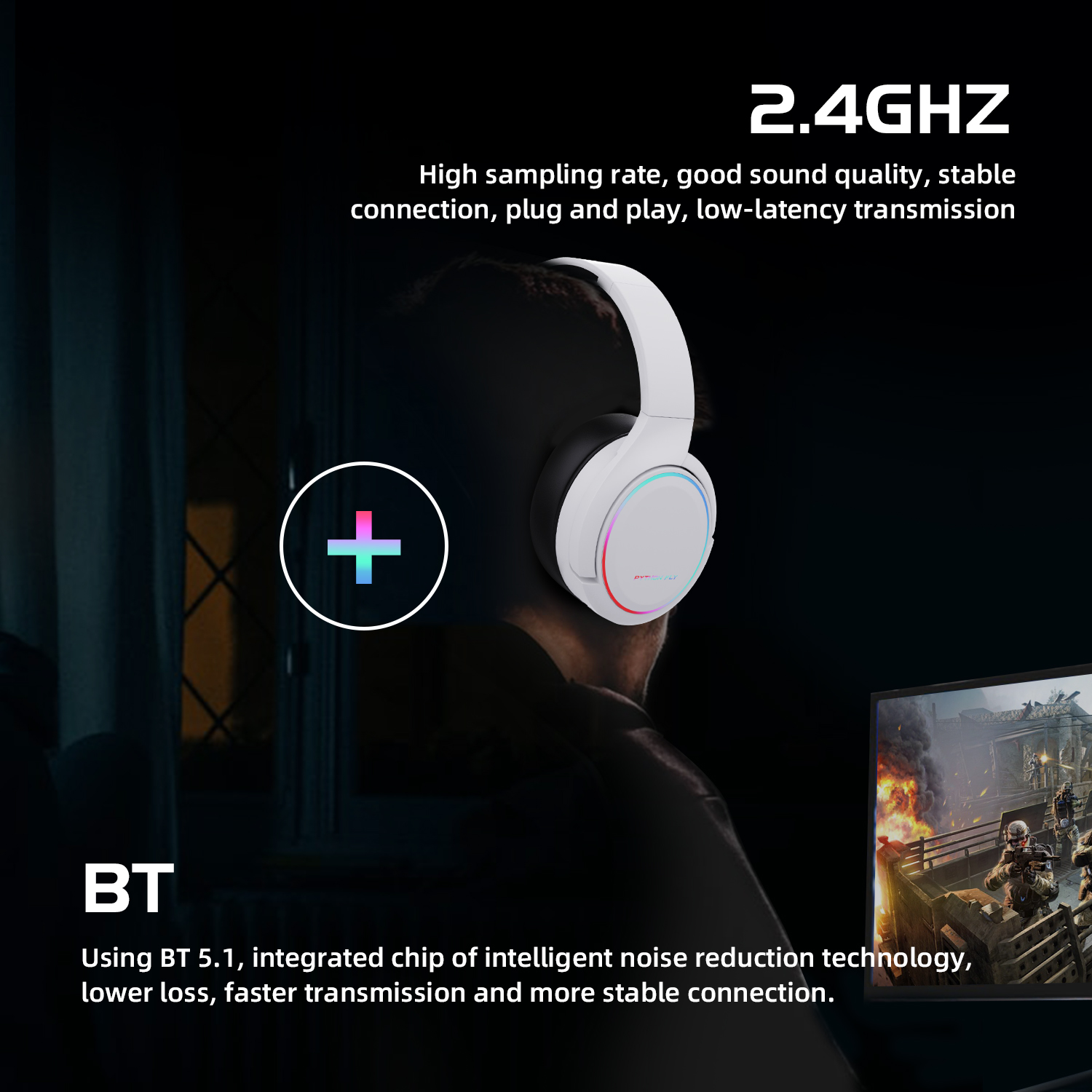 X7Pro Dual Gaming Headset Wireless 35 Hours for Nintendo Switch 2.4GHz Ultra Low Latency