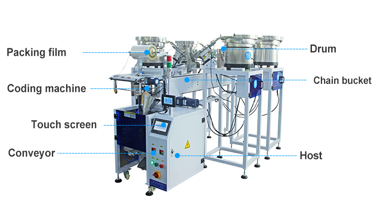 fastener nuts bolts multi-function automatic furniture screw counting packaging machines four vibrating feeder packing machine