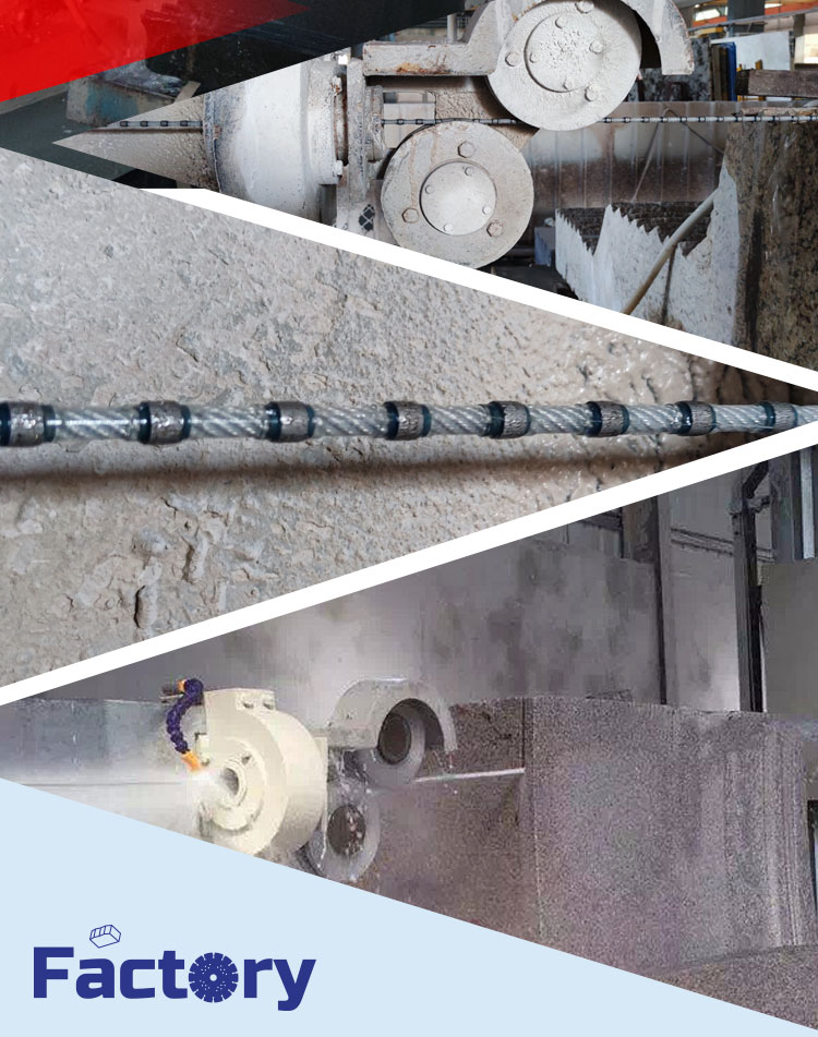 8.3mm 8.8mm 9.0mm Diamond Wire Cutting Rope Saw for Customized Granite Block Profiling