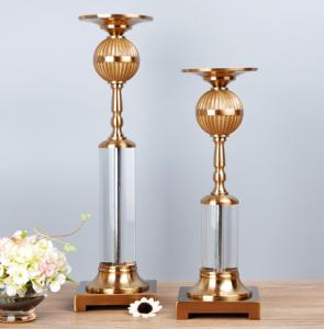 China Golden Brass Classic Metal ODM Crystal Candle Holder Craft wholesale