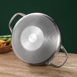 Thickened Kitchen Wok Pan Aluminium Non Stick Coated Double Ear With Steel