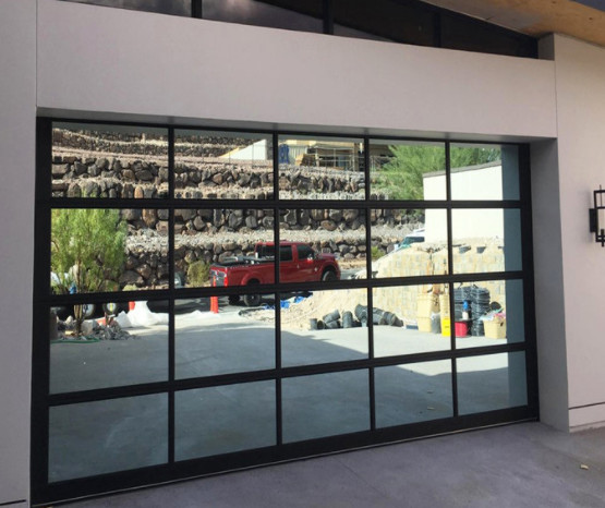 Remote Controlled Overhead Sectional Garage Door Automatic Electric Aluminum Steel Transparent Bifold