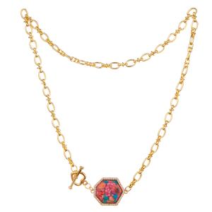 China European Simple Fashion 14K Gold-Plated Pendant Chain Link Necklace wholesale