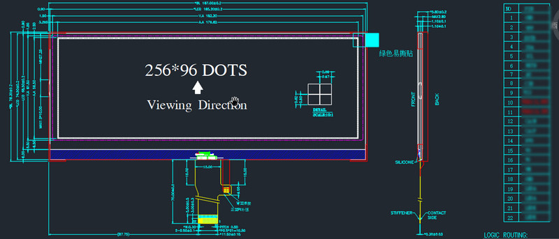 Custom 256x96 Monochrome LCD Display FSTN 22Pin Graphic Dot Matrix LCD Module