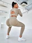 Workout Outfit Sports Wear Push up Yoga Suits Women Long Sleeves Scrunch