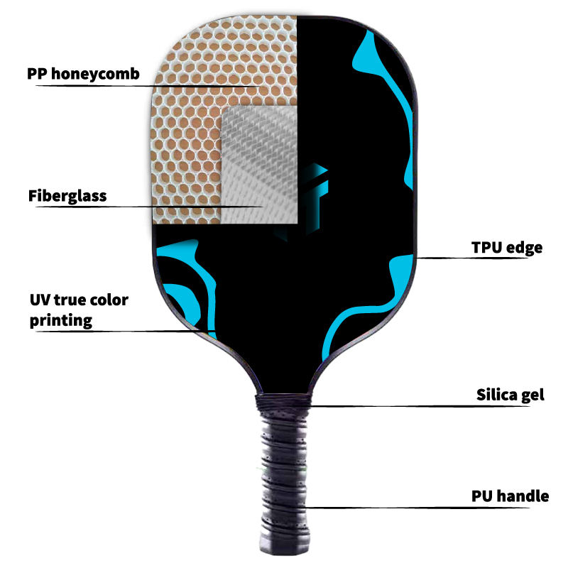 Professional Pickleball Racket with Glass Fiber Friction Surface and Customizable Design