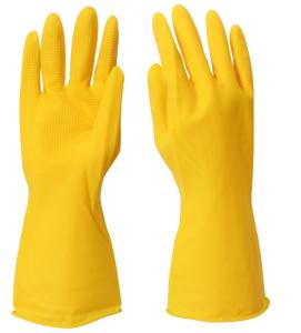 China Flocked Lining House Cleaning Gloves 32CM Latex Yellow Gloves wholesale