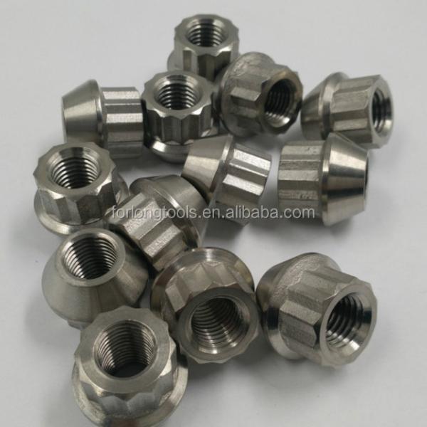 DIN Standard Plain Finish Titanium Flange Nuts for 1/2-20 Threaded Wheel Fastening Component