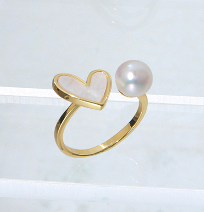 Natural Pearl Shell Chokers Necklace Heart Shape 925 Sterling Silver Necklace Shell Earring Ring Jewelry for Women Gift