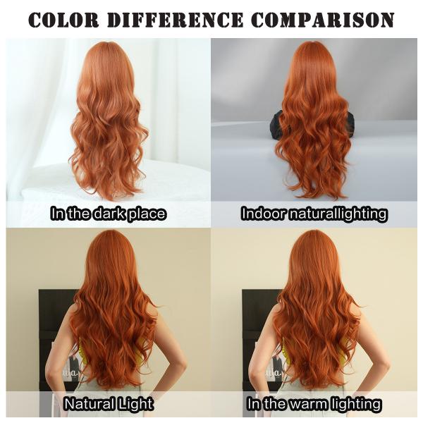 Fashion Long Body Wave Hair Orange Synthetic Wigs For Women