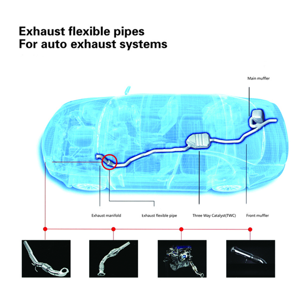Stainless Steel Automobile Spare Parts Auto Muffler Flexible Exhaust Pipe