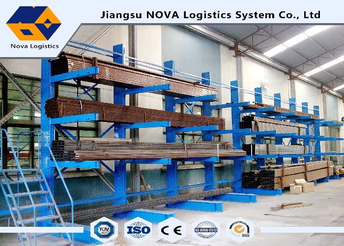 Powder Coat Paint Finish Cantilever Lumber Racks , Metal Racking System