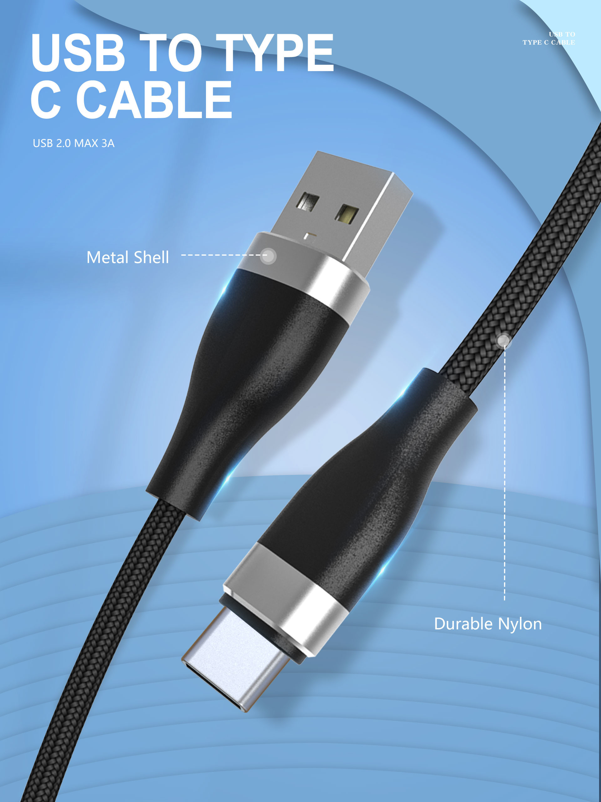 6Ft Fast Charger 5V 3A USB Type C to Type A Cable For Samsung Huawei PS5 Controller