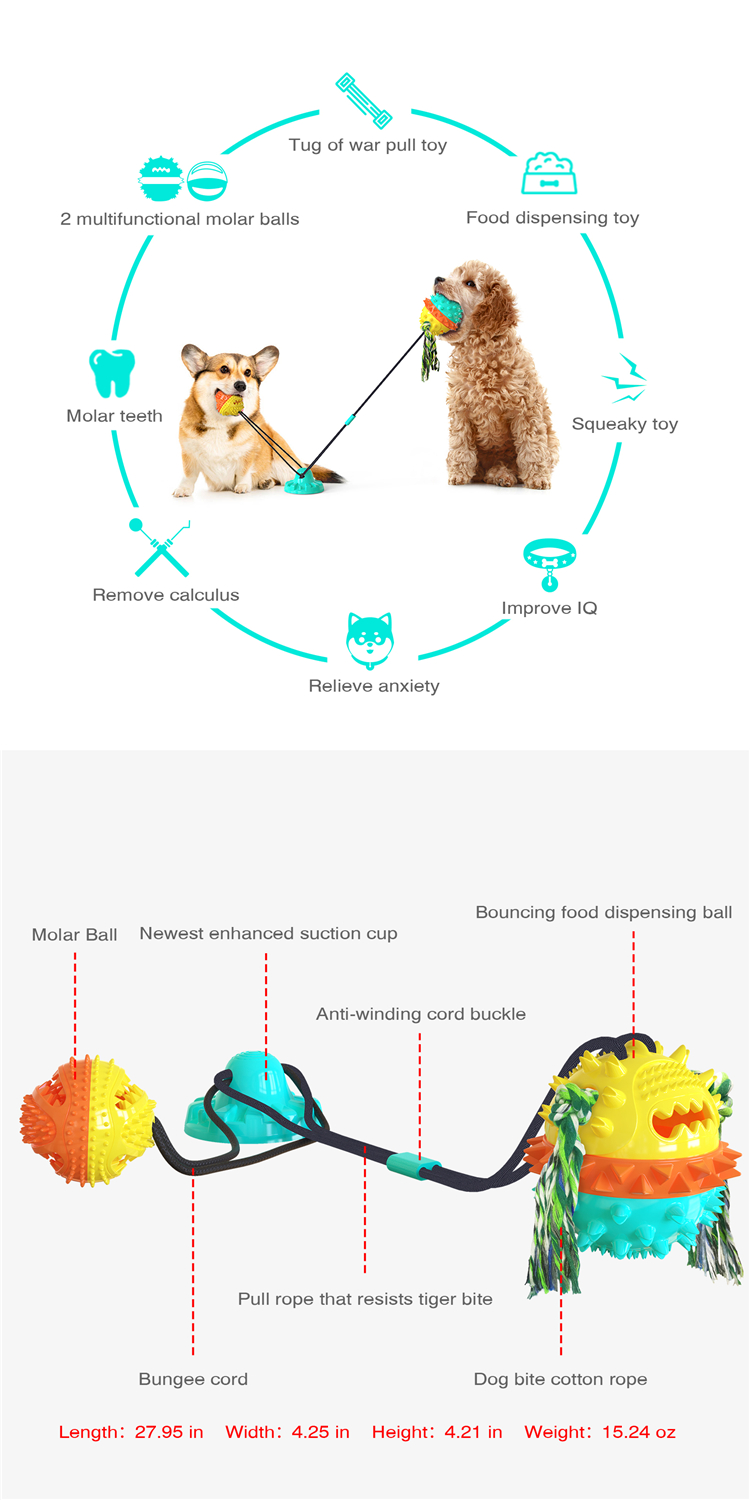 Powerful Double Sucker Dog Toy Molar Dog Supplies Bite Resistant Ball