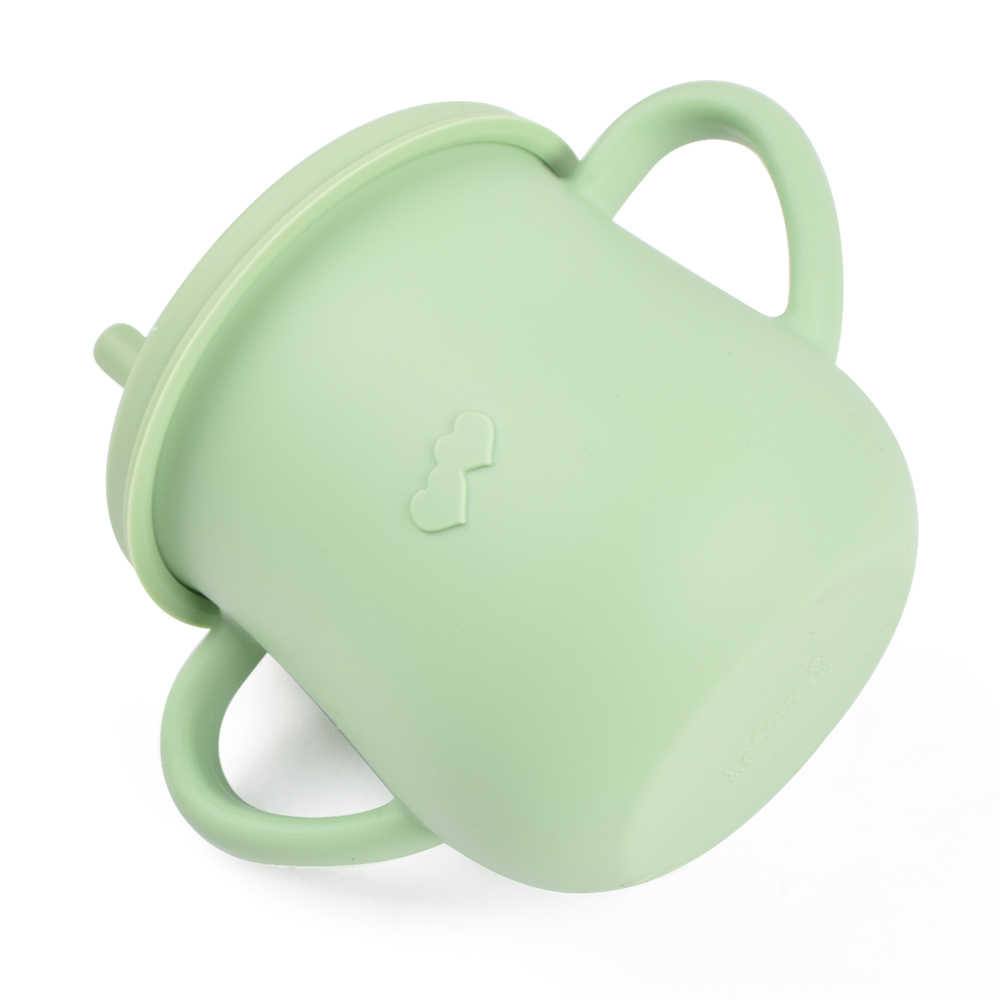 Pink Sippy Cup With Handles 150mL Kids Silicone Cup Cute Cartoon Design