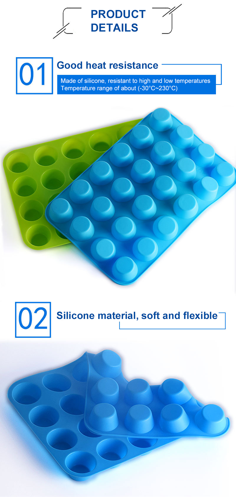 Private Logo 24 Cup Bagel Baking Doughnuts Silicone Cake Molds