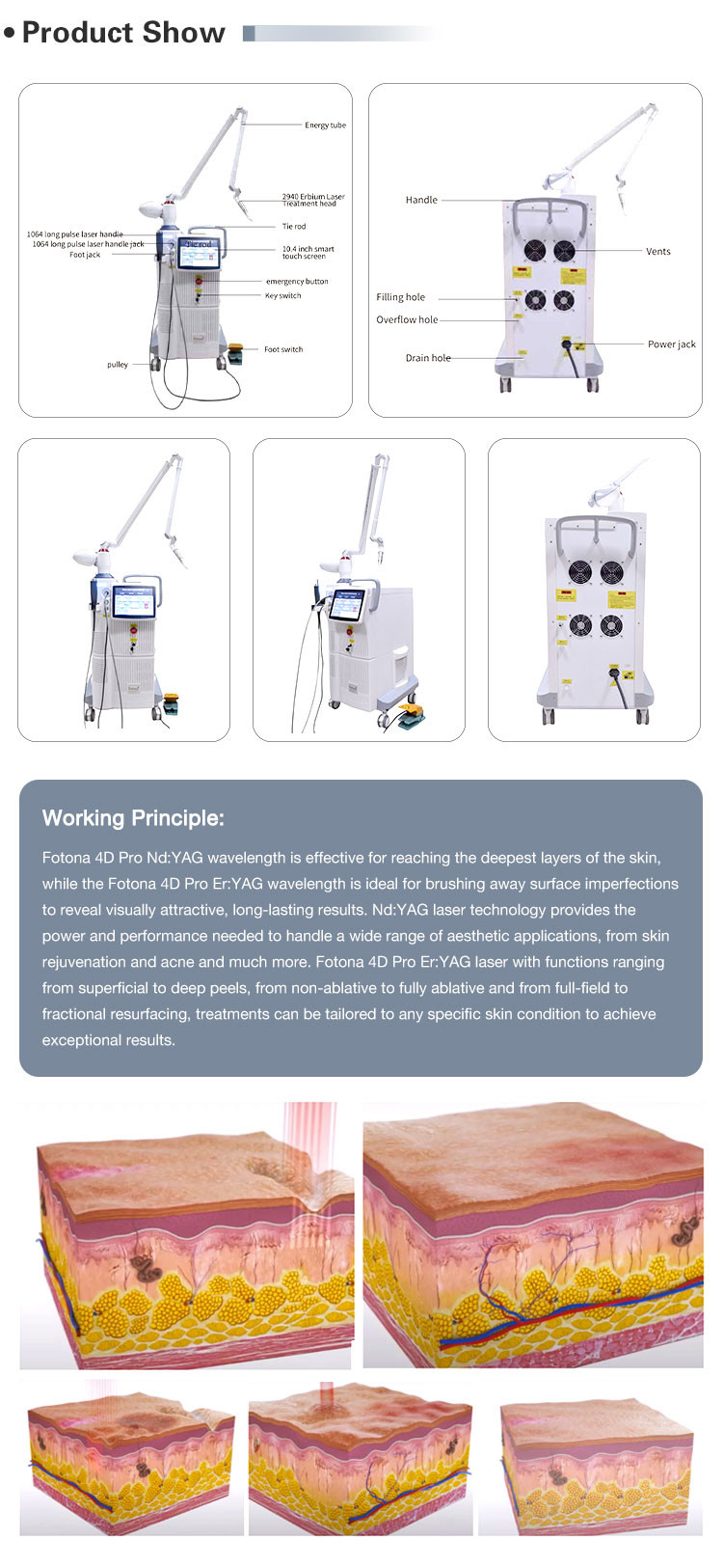 10.4 Inch Touch Screen Nd Yag Laser Beauty Machine Skin Tightening