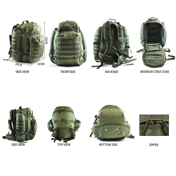 Green Large Capacity Tactical Backpack Waterproof Ergonomic Design