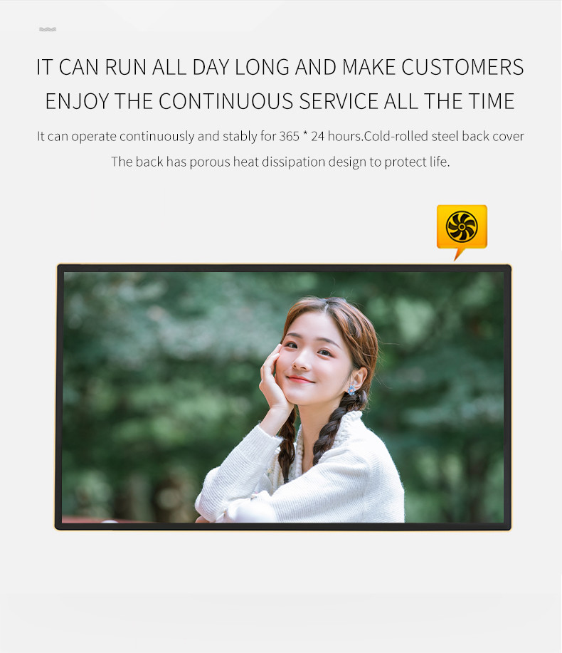 8G Memory 49Inch Wall Mounted Advertising Display For Catering