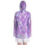 Wholesales fashion design metallic women holographic rain coat