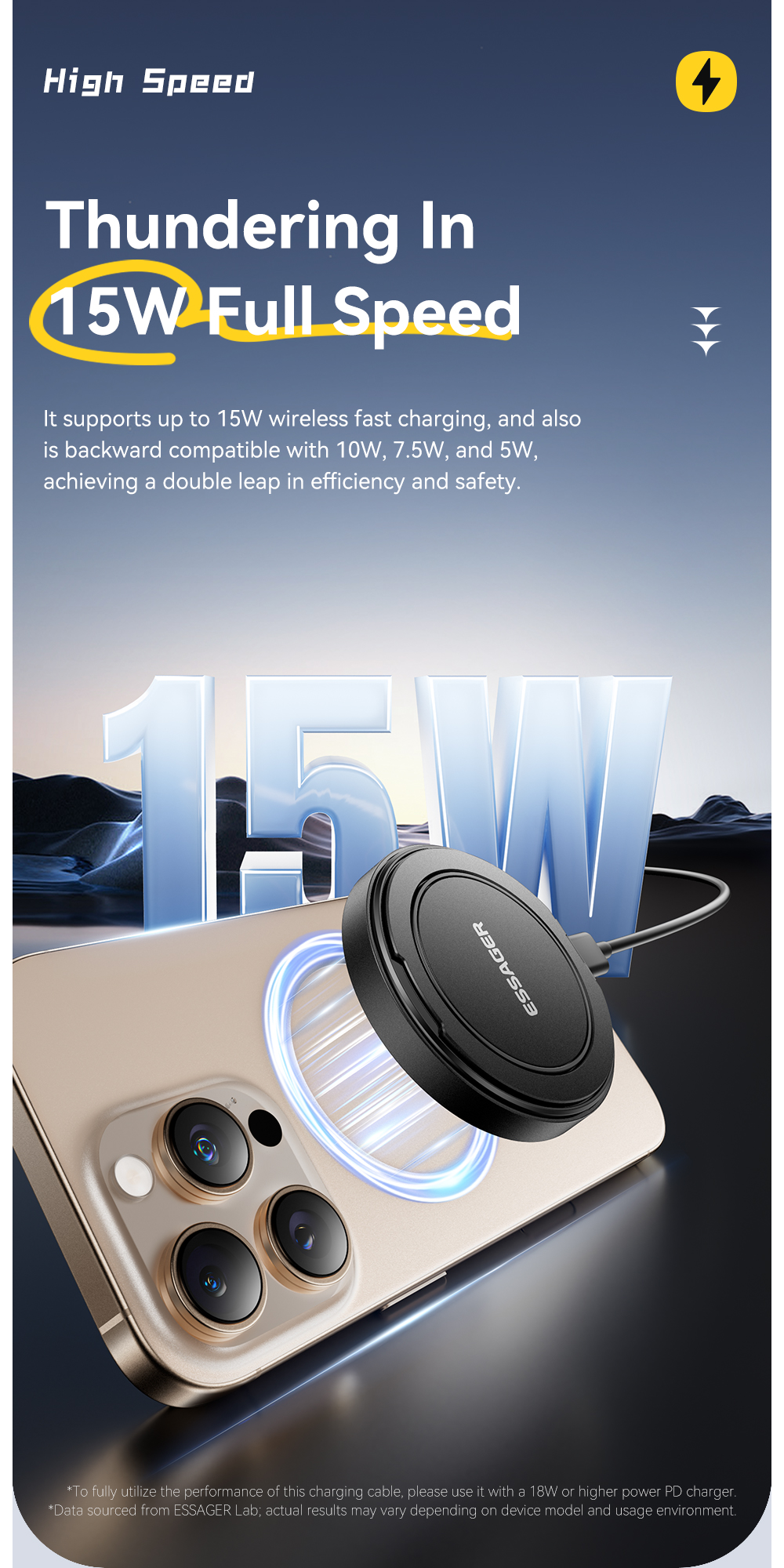 ESSAGER ES-WC18 15W Best Phone Stand Charging Fast Wireless Charger