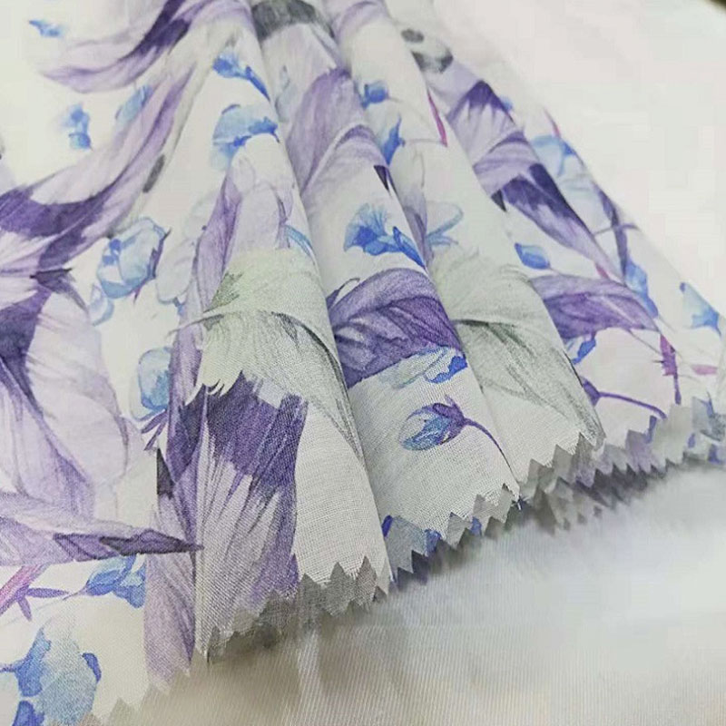 100-120gsm Animal Floral Silk Chiffon Fabrics 70% Silk 30% Cotton Blend Material