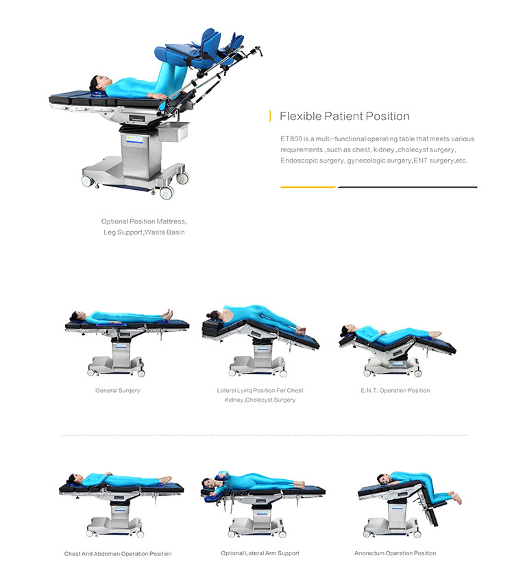 Electric Operating Table Four Direction Sliding Photography Bed For C-arm X-ray Machine