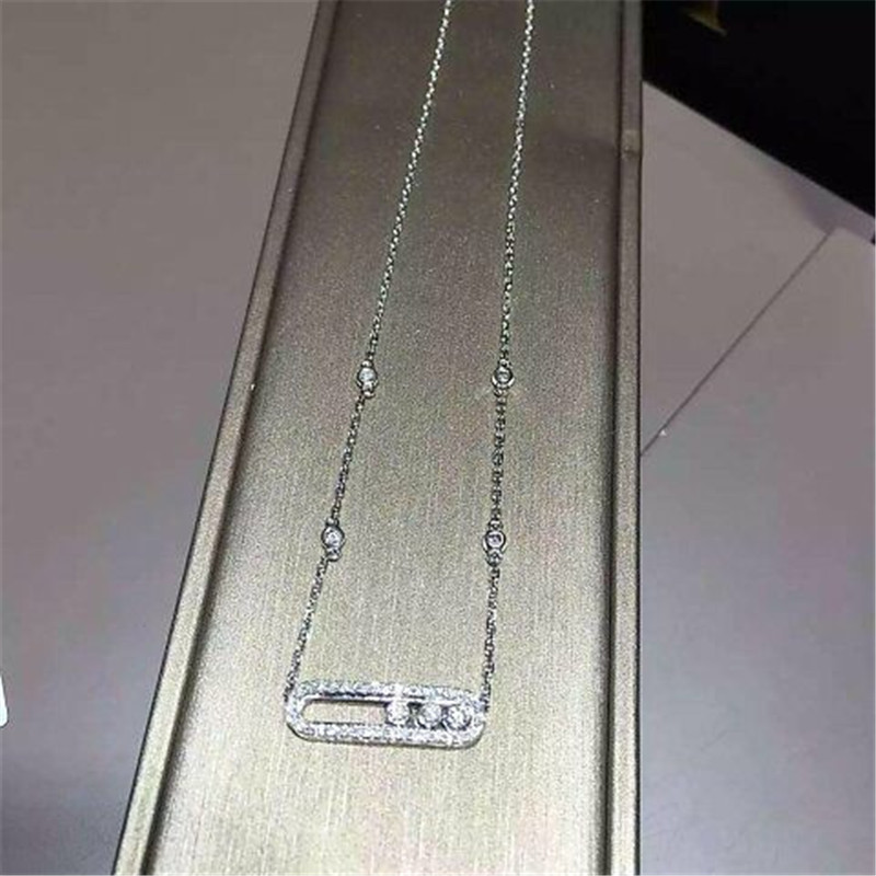 Luxury Jewelry Three drill sliding necklace 18k white gold yellow gold rose gold diamond necklace 24 mm wide and 6.65 mm long
