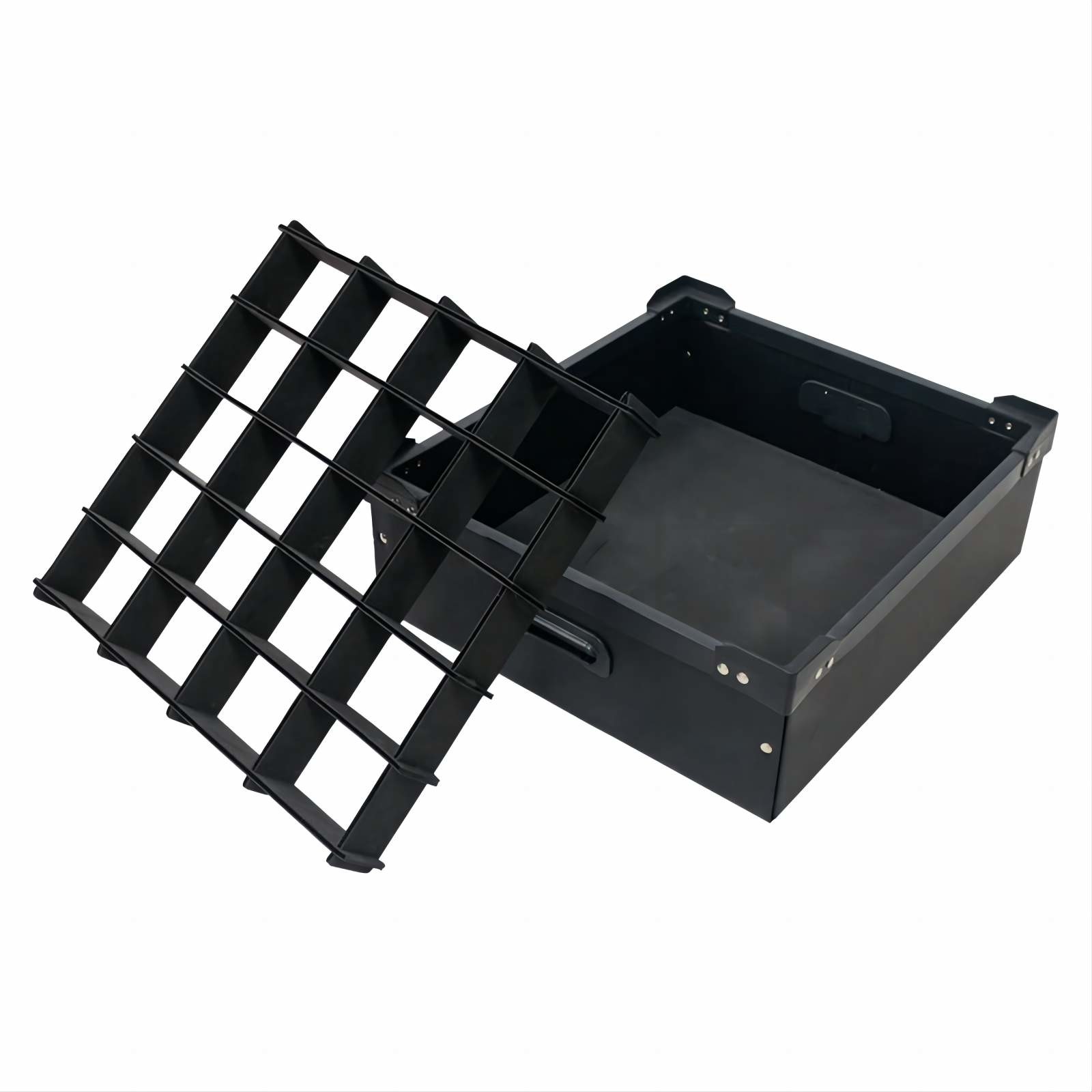 Black Corrugated Plastic Crates Flame Retardant Custom Color Divider Moving Box