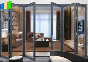 China Soundproof Bifold Doors Tempered Glass Aluminum Folding Doors wholesale