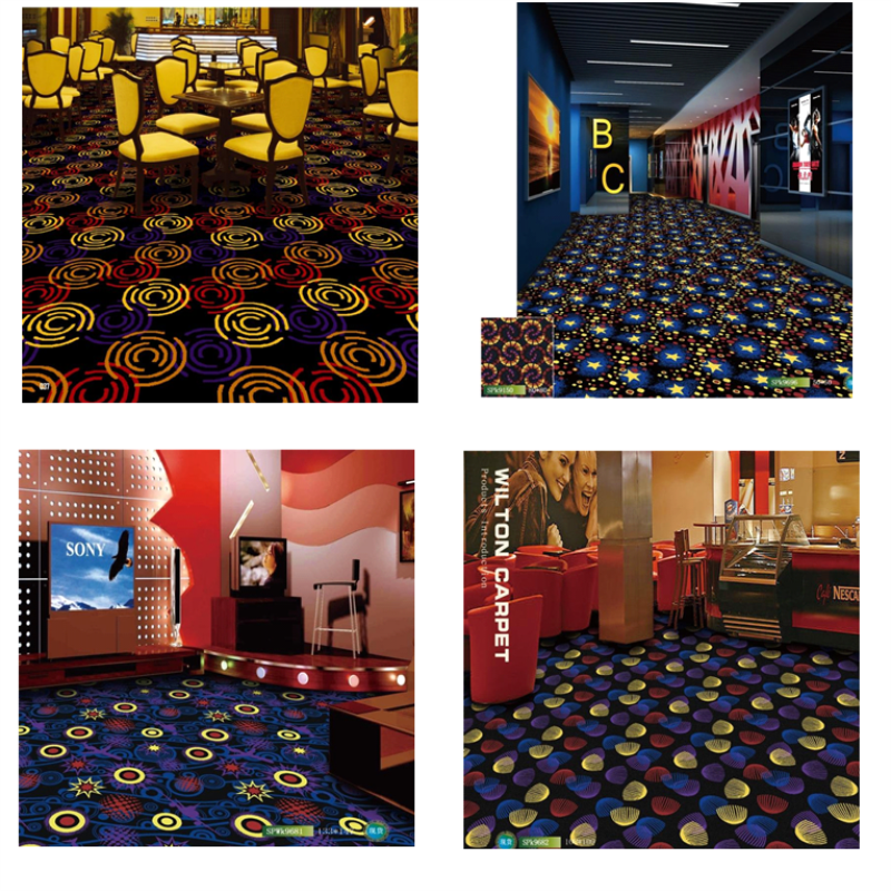 Luxury Wall To Wall Carpet Colorful 3D Windmills Pattern Jacquard Style