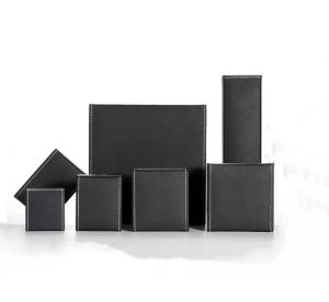 China Rectangular PU Leather Box Recyclable Necklace Box Packaging Embossing wholesale