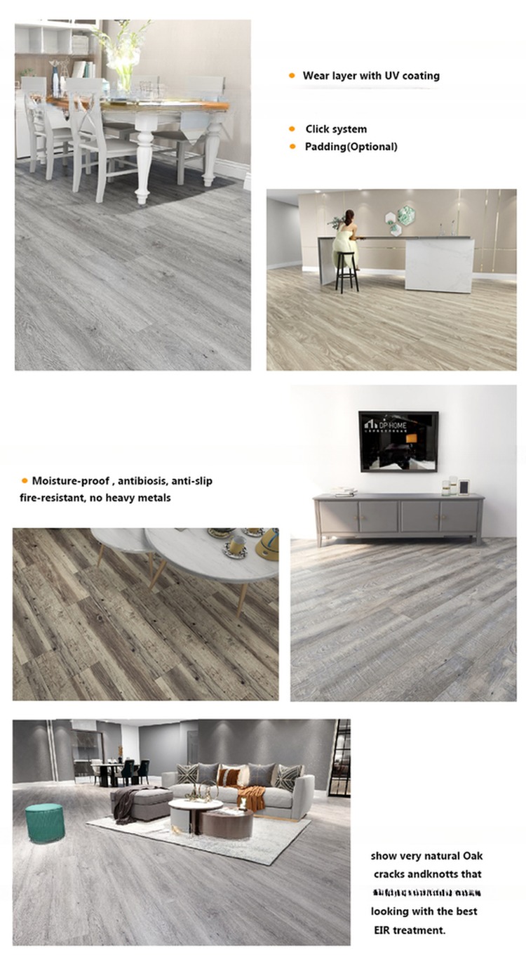 4mm 5mm Rigid Vinyl Flooring Eir Finish SPC Floors for Indoor in Kitchen Living Room