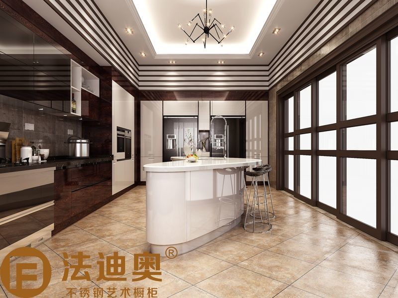 Fadior Modern Kitchen Cabinet Dark Wood Elegance With A Butterfly Island Design