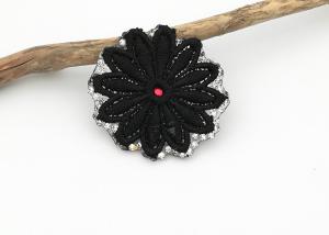 China Black Color Small Flower Embroidery Patches , Embroidery Applique Patches wholesale