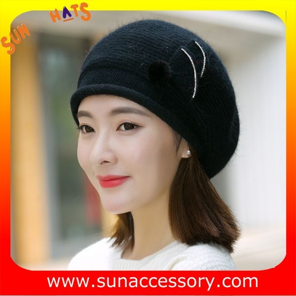 QF17002 Sun Accessory customized fashion knitted beanie hats for ladies ,Hats in stock MOQ only 3 pcs