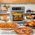Electric Pizza Oven Roast Bake Grill Dehydrate Stainless Steel 15L Airfryer