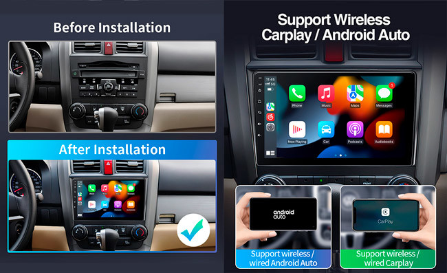 OEM Car Android System 9 Inch 1280x720 BT GPS Car Radio Android Auto Carplay