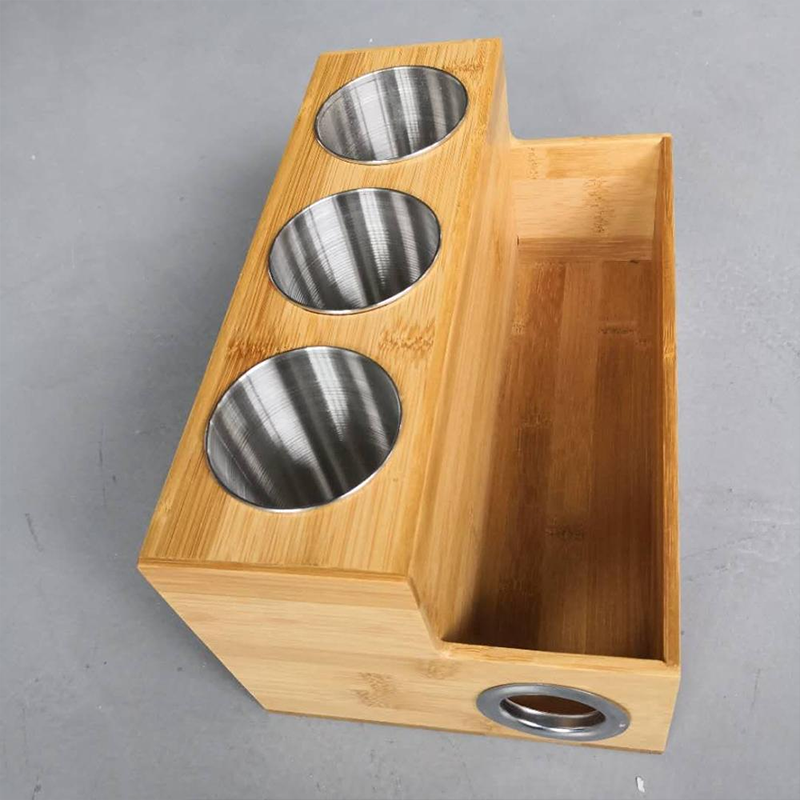 Countertop Bamboo Bathroom Storage Rack Hair Dryer And Straightener Holder