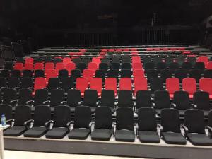 China PU Armrest Plywood Chair Soft Cushion Retractable Indoor Bleachers For Auditorium wholesale